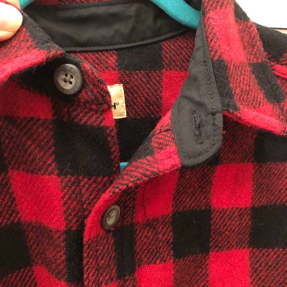 Woolrich men long sleeve wool shirt jacket in red plaid, M - Picture 10 of 12